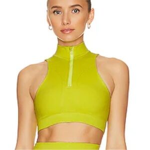 Camila Coelho Valentina Zip Tank Chartreuse Green Knit Top athletic Revolve XXS